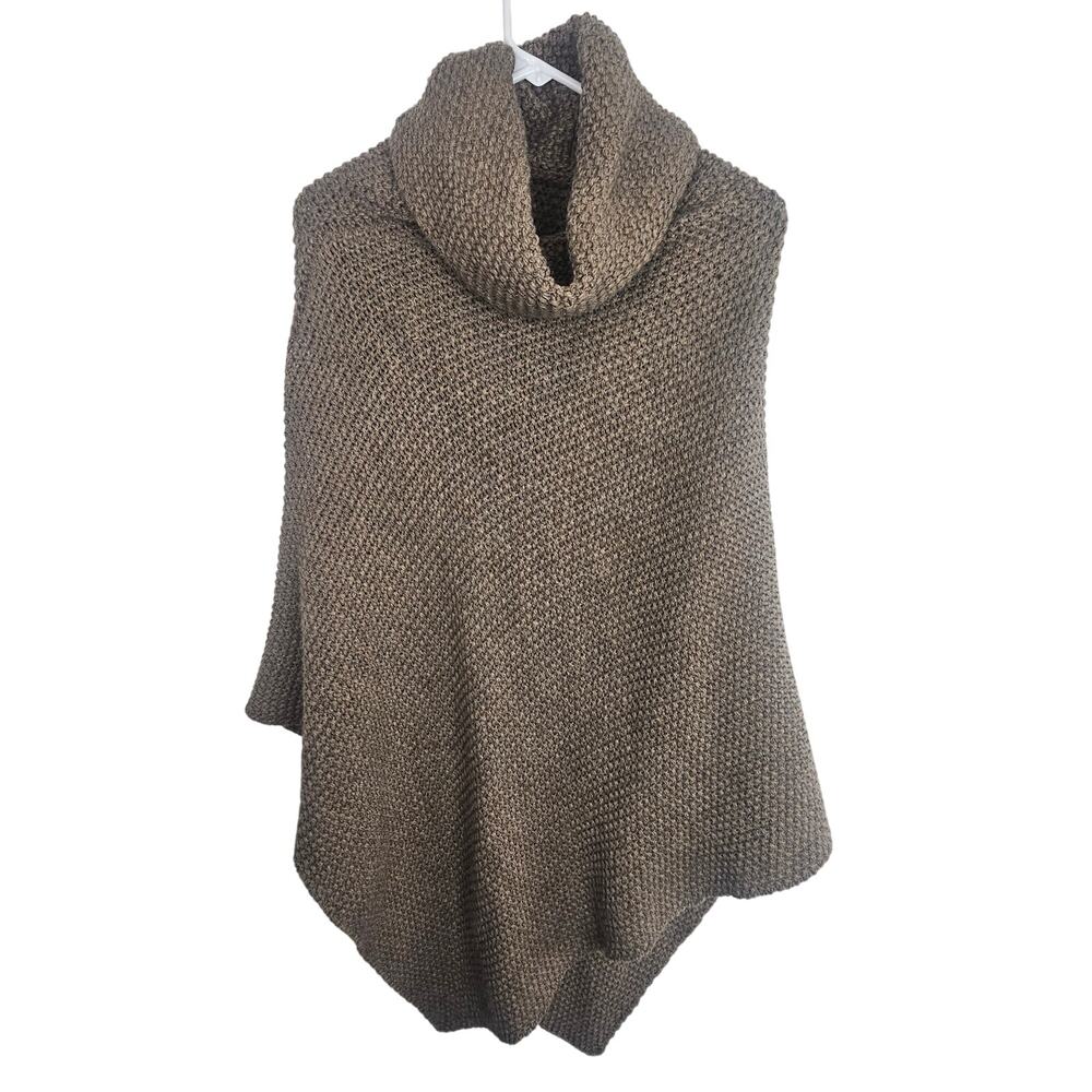 Coco Gio Womens Chunky Knit Wool Turtleneck Sweater Poncho OS Heavyweight Rustic